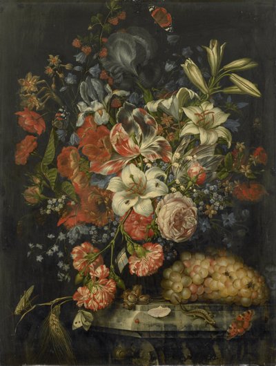 Still Life with Flowers and Fruit by Ottmar Elliger (I)