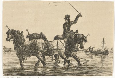 Three Draft Horses in the Water by Otto Baron Howen