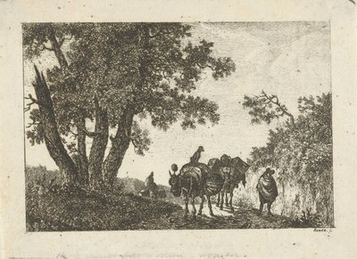 Landscape with Pack Donkeys and Travelers by Otto Baron Howen