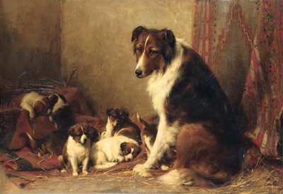 A Collie with her Puppies by Otto Eerelman