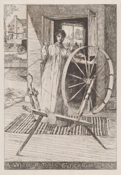 At the Spinning Wheel, c. 1884 by Otto Henry Bacher