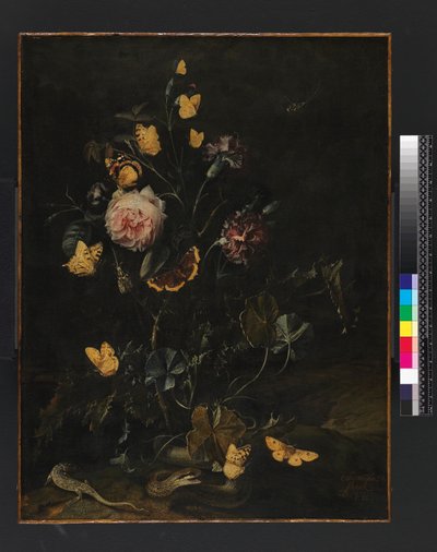 Flowers, Insects and Reptiles by Otto Marseus  van Schrieck