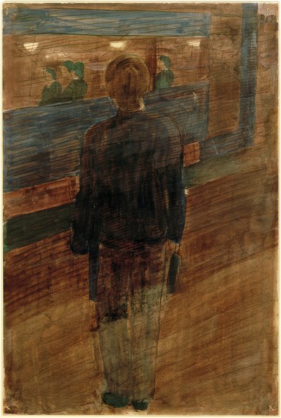 Young Man Before Tram by Otto Meyer Amden