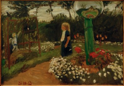 Elsbeth in the Garden with Glass Ball by Otto Modersohn
