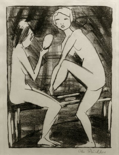 Two Nudes with Hand Mirror II by Otto Mueller