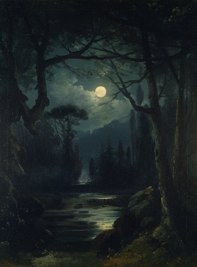 A Moonlit Woodland Scene by Ottoman School