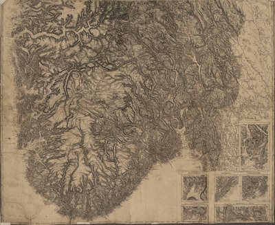 Hand-drawn Map of Southern Norway by P.A. Munch