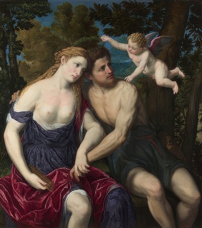 Lovers. 1555-60 by Paris Bordone