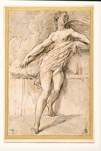 Reclining female figure by Parmigianino
