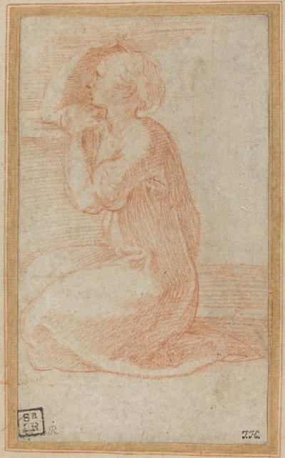 Kneeling Woman Lifting Her Hand to Her Head by Parmigianino