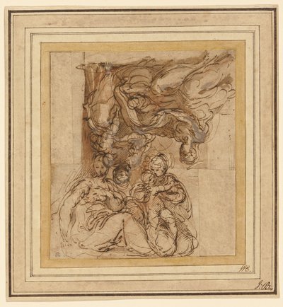 Two Studies for a Holy Family by Parmigianino