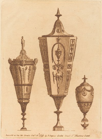 Three Classical Vases, One with Satyr Heads by Patrick Begbie