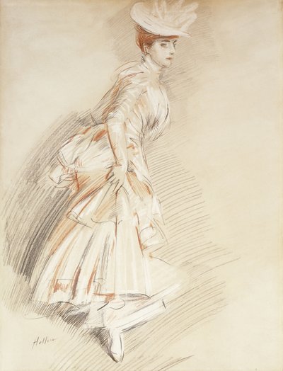 An Elegant Lady, Standing Full-Length by Paul Cesar Helleu