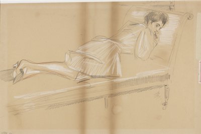Woman Lying Face Down on a Couch by Paul Cesar Helleu