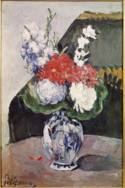 Bouquet with Small Delft by Paul Cézanne
