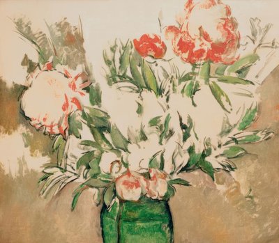 Bouquet of Peonies in a Green Pot by Paul Cézanne