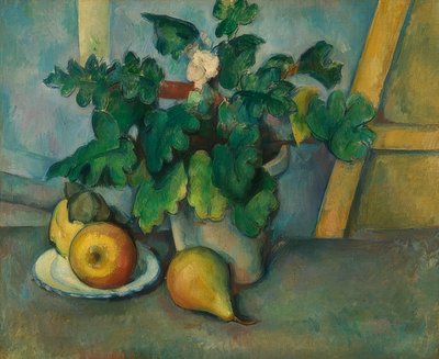 Pot with Primroses and Fruit by Paul Cézanne