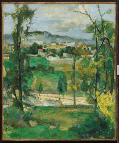 Village behind Trees, Île-de-France by Paul Cézanne