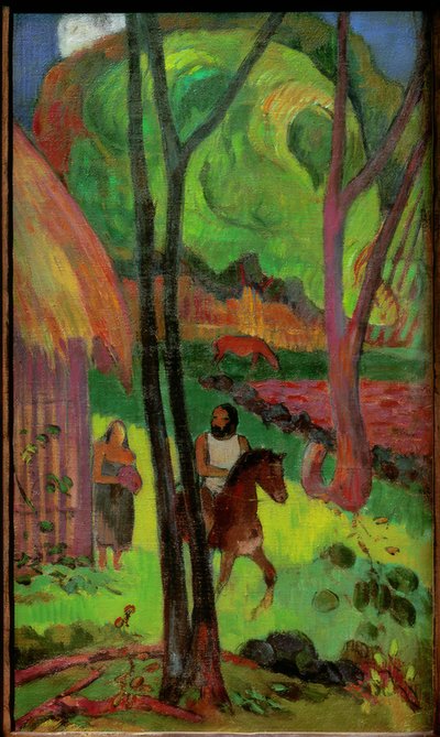Cavalier in Front of the Hut by Paul Gauguin