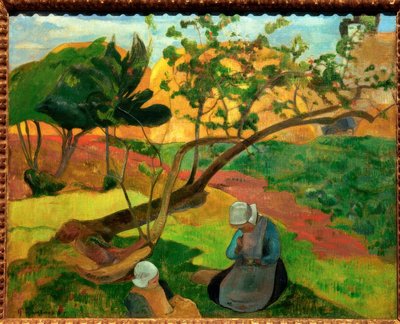 Landscape with Two Breton Women by Paul Gauguin