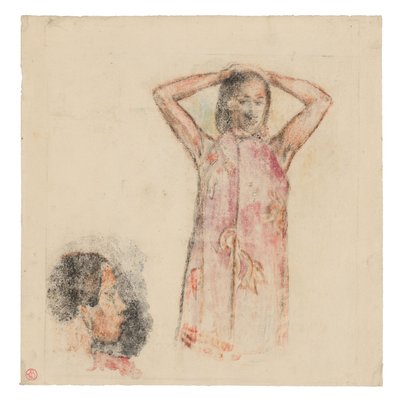 Tahitian Girl in Pink Pareu by Paul Gauguin