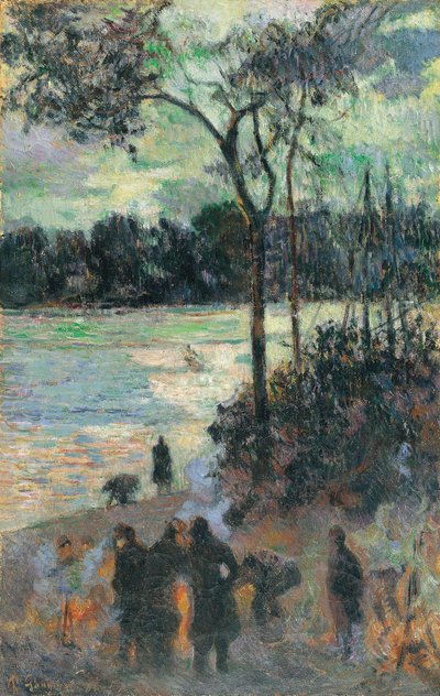 The Fire at the River Bank by Paul Gauguin