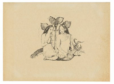 Two Maori Women Squatting Down by Paul Gauguin