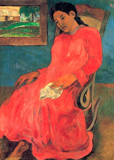 Woman in Red Dress by Paul Gauguin