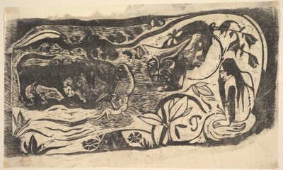 Woodcut with a Horned Head by Paul Gauguin