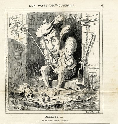 Caricature of Charles IX in Le Charivari by Paul Hadol