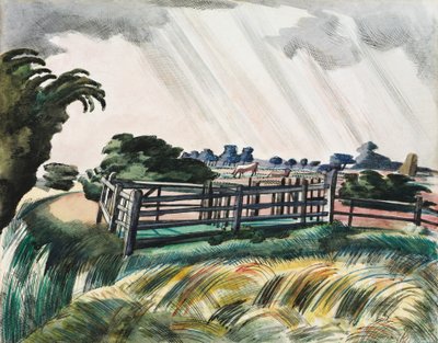 Sheepfold, Romney Marsh by Paul Nash
