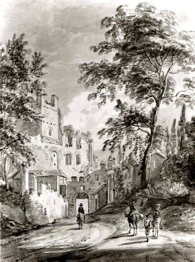 Travelers Entering a Town by Paul Sandby