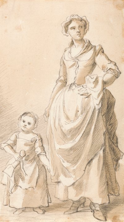 Woman and Child Holding a Doll by Paul Sandby