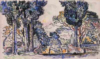 Cypresses in Sainte-Anne Saint-Tropez by Paul Signac