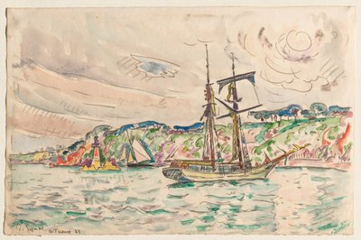 Ships near the Trieux River by Paul Signac