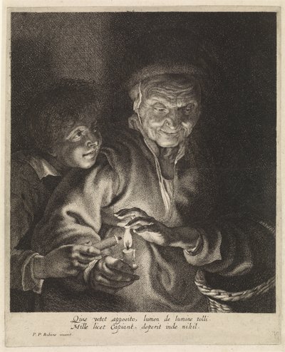Old Woman and Boy with Candles by Paulus Pontius