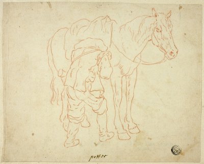 Man Adjusting Saddle on Horse by Paulus Potter
