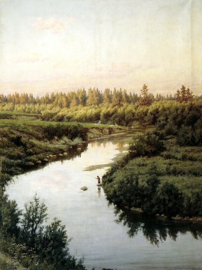 River landscape by Pavel Alexandrovich Briullov