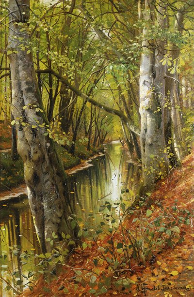 A Wooded River Landscape by Peder Monsted