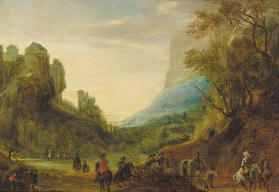 Alpine Landscape with Travellers in a Valley by Peeter Snayers