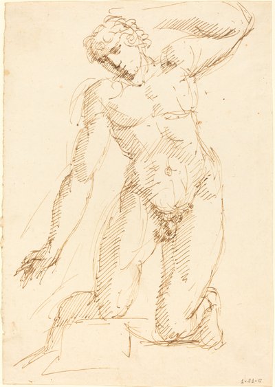 A Male Nude Kneeling by Pelagio Palagi