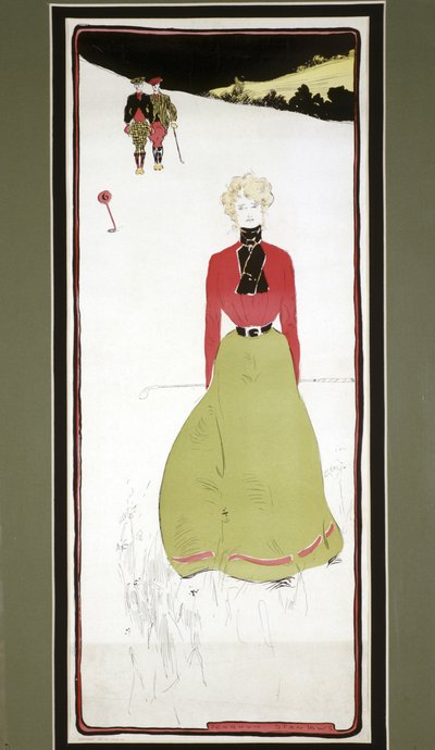 Lady Golfer in Period Dress by Penrhyn Stanlaws