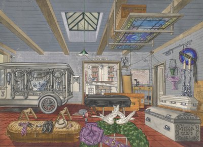 Garage of Funeral Parlor by Perkins Harnly