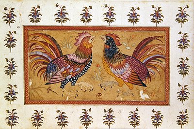 Cock Fight by Persian School