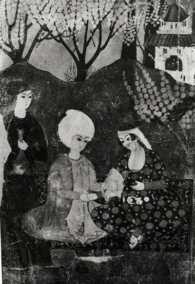 Man and a Woman in a Garden by Persian School