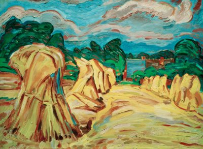 Parental House with Corn Stacks by Peter August Böckstiegel
