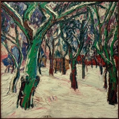 Winter Scene with Farmhouses (Park Path in Winter) by Peter August Böckstiegel