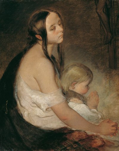 Mother with Child under the Crucifix by Peter Fendi