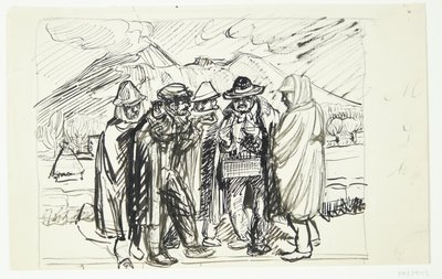 Italian Peasants Trading with a Peddler by Peter Hansen