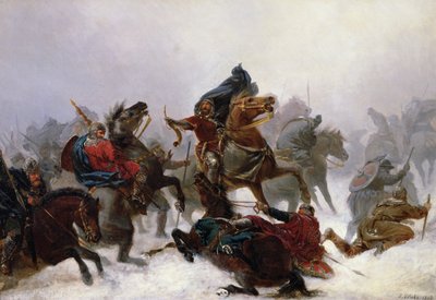 King Sverre Escapes by Peter Nicolai Arbo